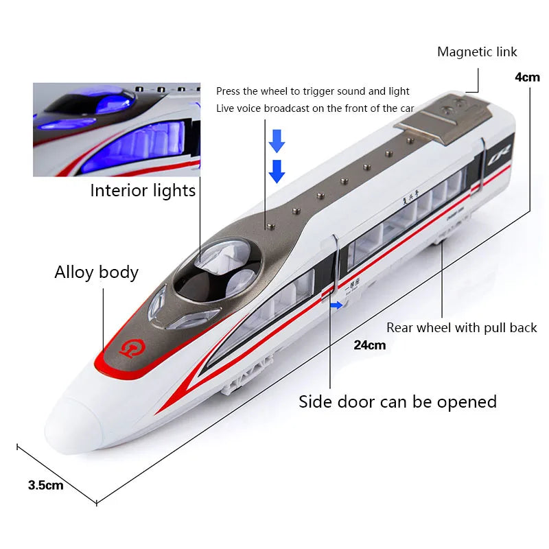 New Simulation Alloy Metal High Speed Rail Diecast Train Toy Model Educational Toys Boys Children Collection Gift