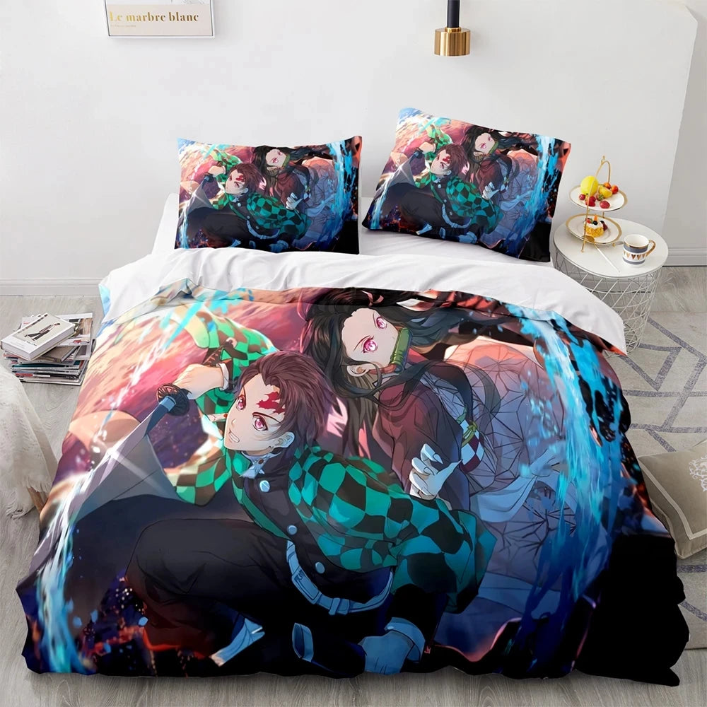 Demon Slayer 3d Bedding Set Anime Duvet Cover Pillowcases Single Twin Full Queen King Size Kids Girls Boys Gift Home Decor