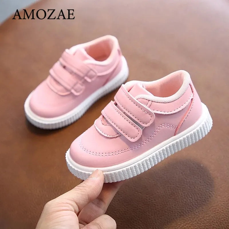 Baby Shoes Children's Leather White Shoes For Girls Kids Sneakers Boys Sport Shoes Flexible Sole Trainers School Running Shoes