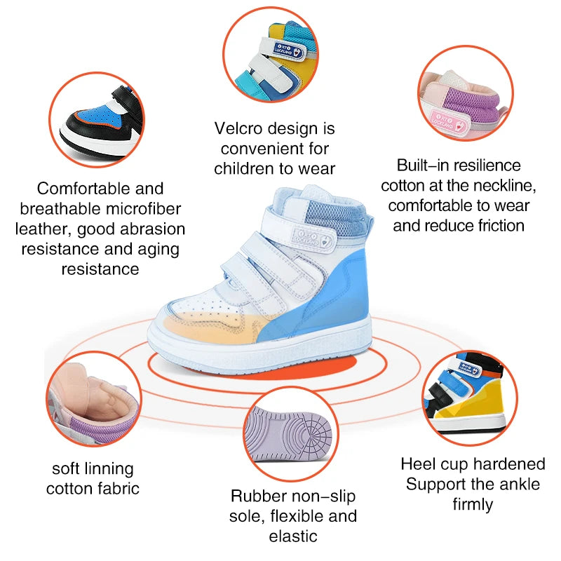 Toddlers Girl Sneakers Medical Orthopedic Shoes For Kids Leather Ankle Support Children Flatfeet Orthotics Footwear Size22-36