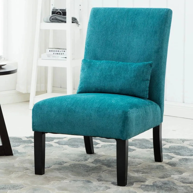 Roundhill Furniture Pisano Slipper Chair, Teal Blue