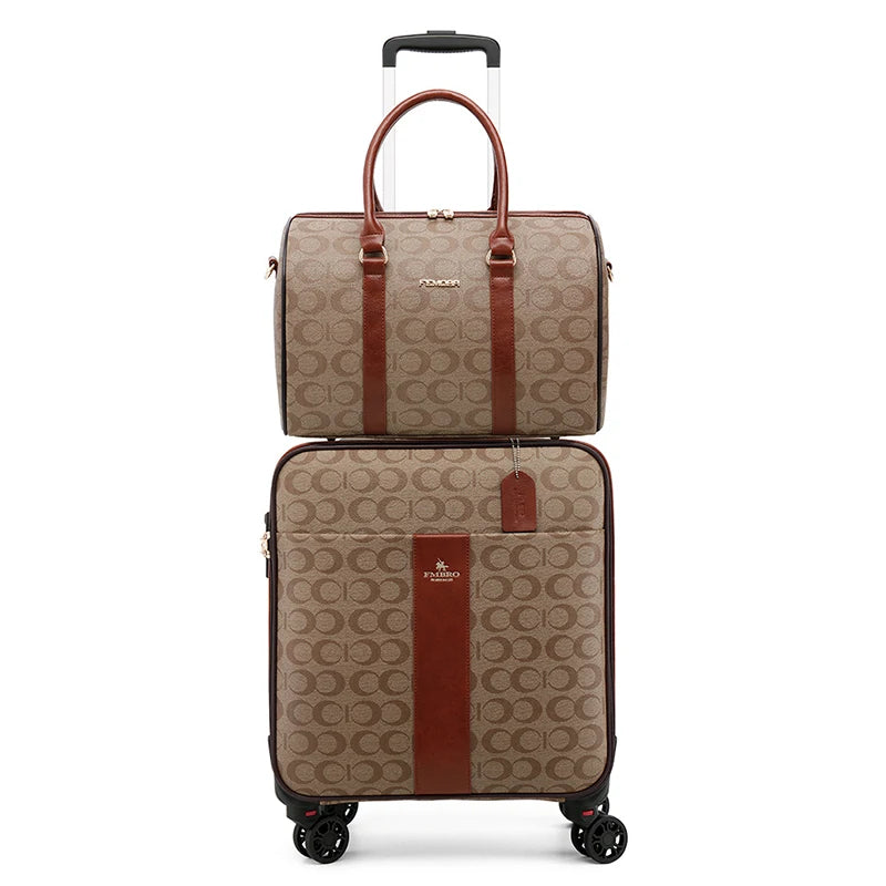 Pu Leather Luggage Sets Women Rolling Suitcase With Handbag Men Trolley Luggage Travel Bag On Wheels