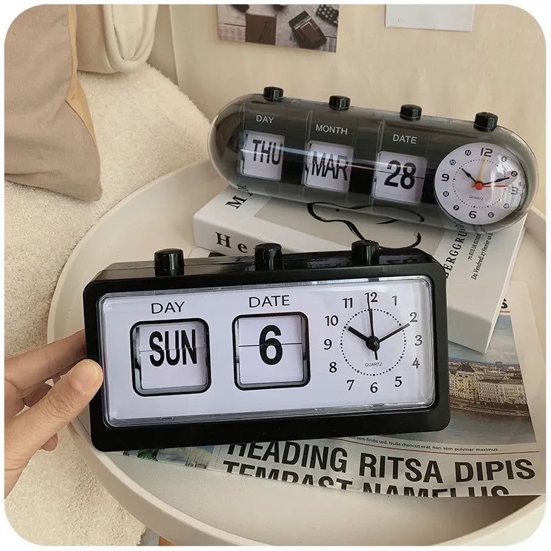 Creative Vintage Flip Clock Mechanical Alarm Clock Desktop Digital Clock with Calendar Clock Home Decor Vintage Home Decor 2022