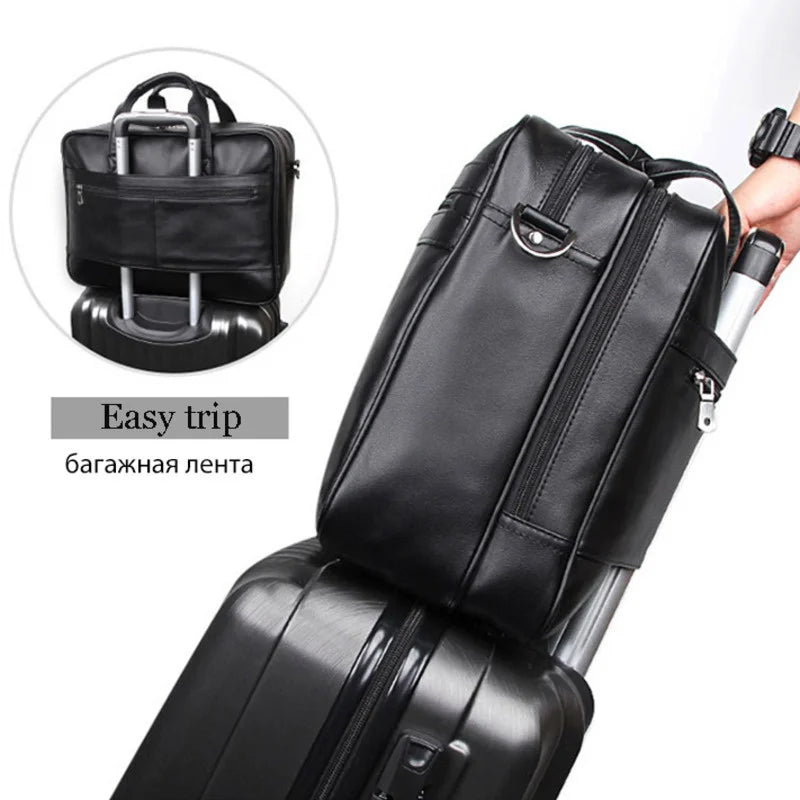 NAPPA Genuine Leather 17 Inch Handbag Laptop Bag Men's Business Briefcase Travel Work Computer Bags Luxury Upper Class Handbags