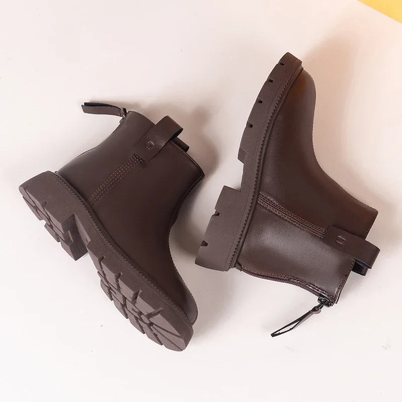 2023 New Girls Short Boots Simple Non-slip Kids Fashion Casual Versatile Round-toe Princess Ankle Boots Drop Shipping Child Shoe