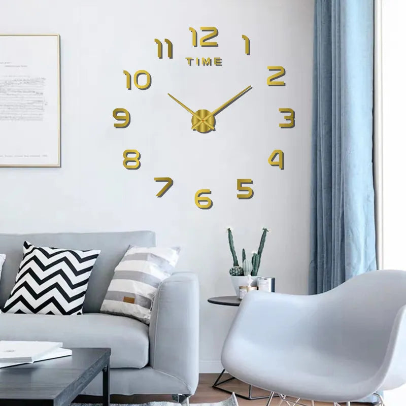 DIY Simple Modern Design Digital Clock Silent Wall Clock Home Decor Room Living Wall Decoration Punch-Free Wall Sticker Clock