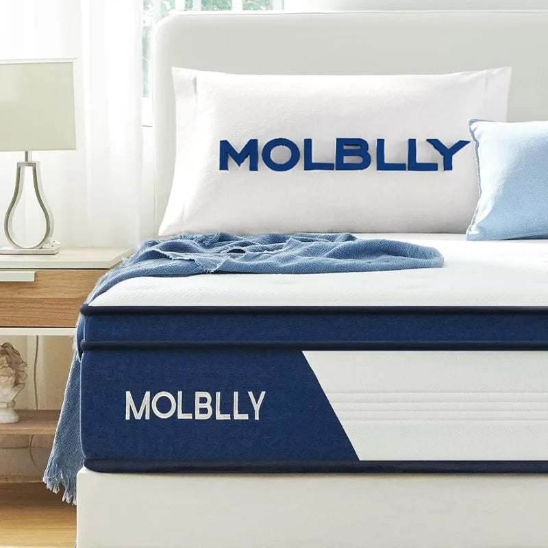 Molblly Queen Mattress, 10 Inch Hybrid Mattress with Gel Memory Foam,Motion Isolation Individually Wrapped Pocket Coils Mattre