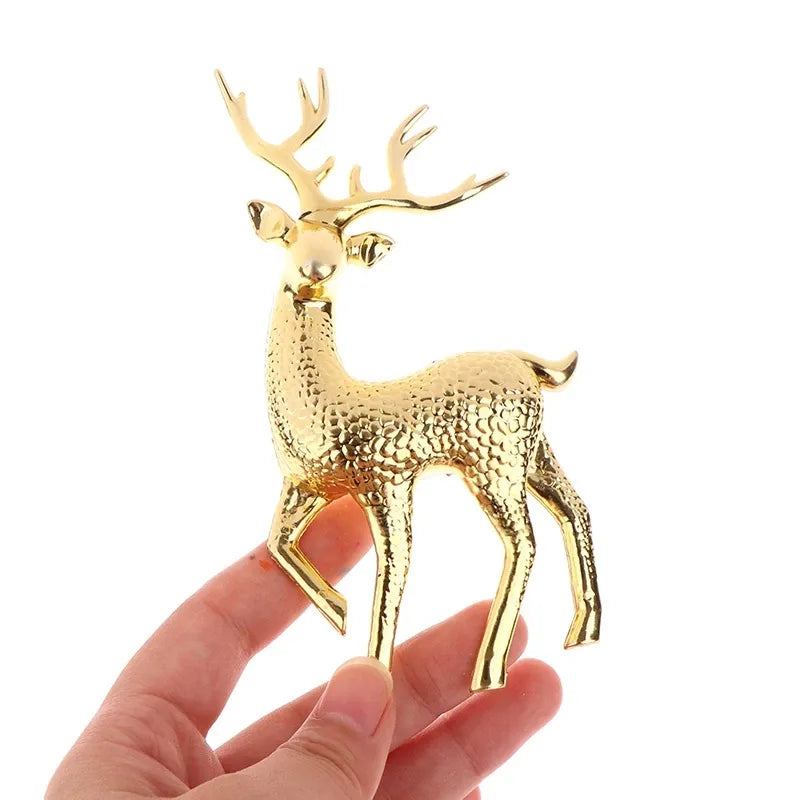 Retro Plastics Christmas Elk Miniature Figurine Festival Accessories Mini Reindeer Statue Desktop Shop Display Modern Decors