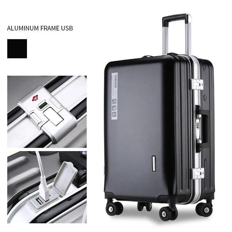 2023 Trolley Case Female Suitcase Wheels Boarding Students Korean Version of the Suitcases Male Aluminium Frame Luggage