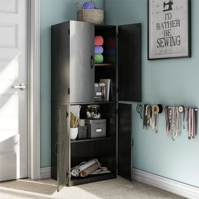 Mainstays 4-Door 5' Storage Cabinet, Black Oak, Home/Storage & Organization/Storage Furniture