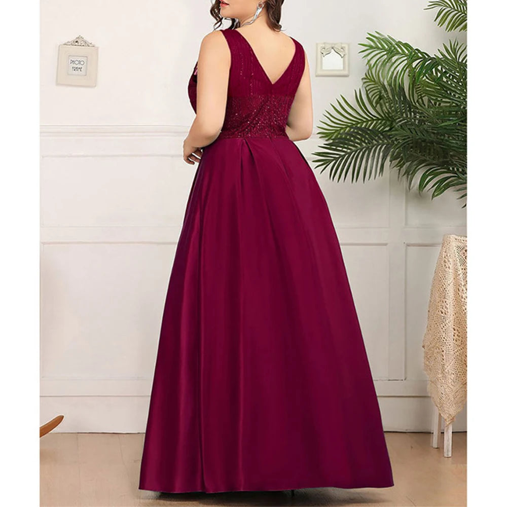 Elegant Banquet Wedding Bridesmaid Evening Party Dresses for Women V Neck Sequin Luxury Celebrities Long Formal Prom Gowns Vesti