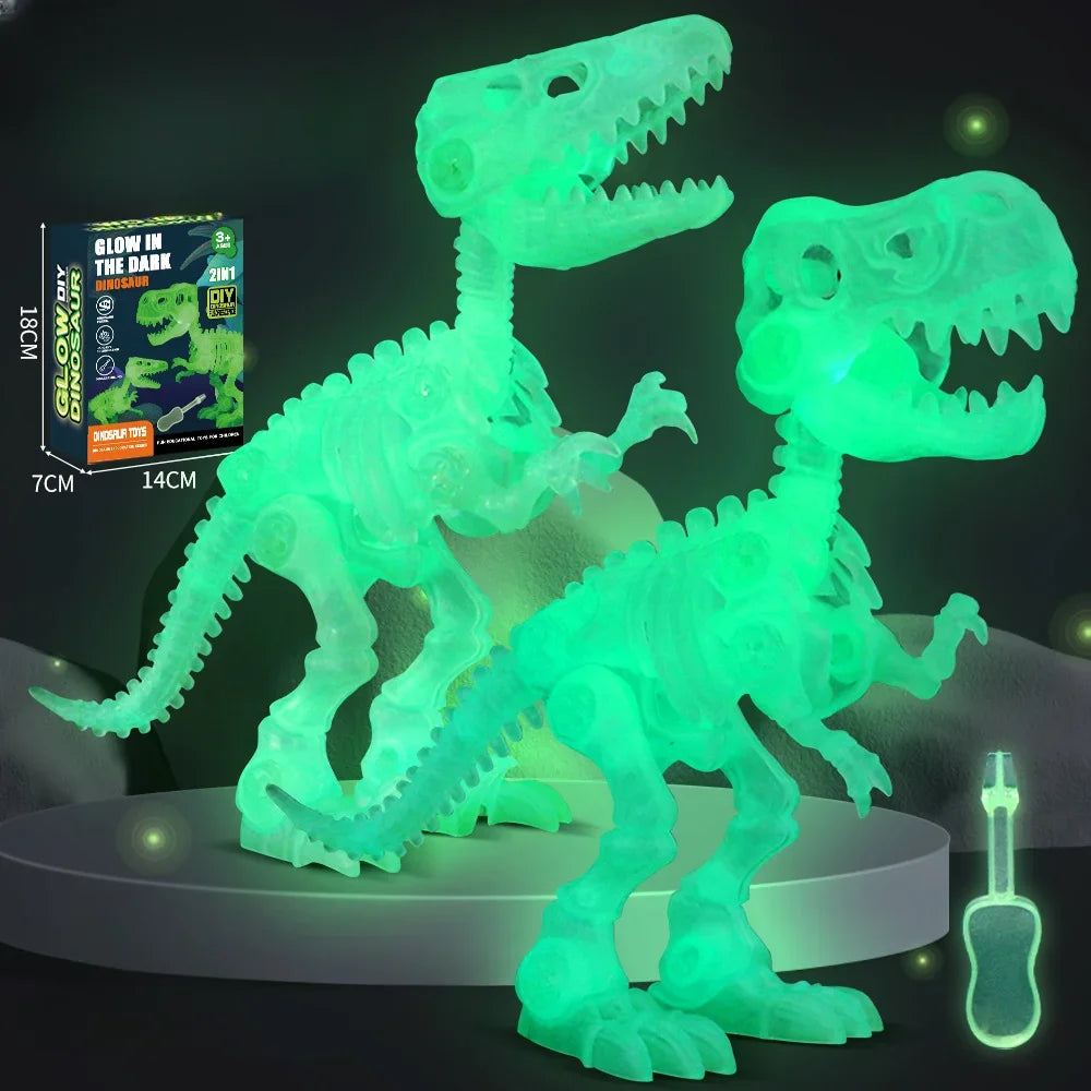 Simulation Luminous Dinosaur Fossil Skeleton Model Children's DIY Handmade Dinosaur Skeleton Assembly Set Kids Educational Toys