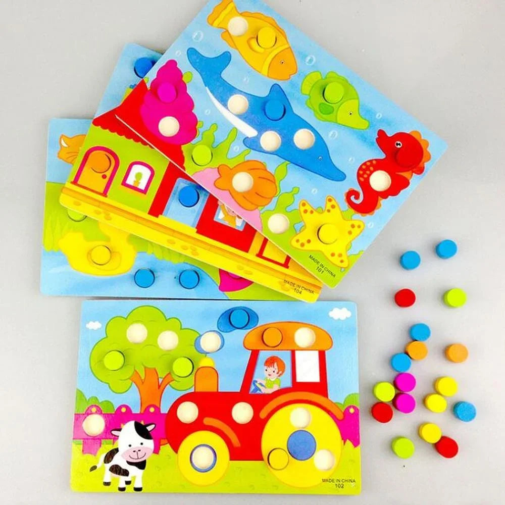 3D Wooden Puzzle Jigsaw Toy Montessori Baby Toys Wood Cartoon Animal Puzzles Game Kids Early Educational Toys for Children Gifts