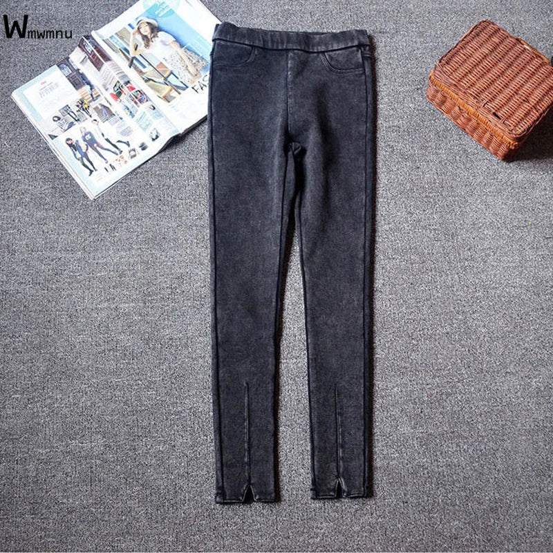 Casual Women Leggings Vent Jeans Moms Streetwear Elastic Denim Pencil Pants High Waist Butt Trouser Office Oversized 5xl Vaquero