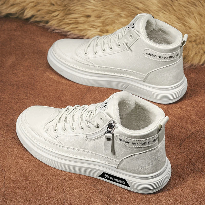 MZ905 Fleece High Top Board Shoes Small White Shoes Casual Shoes Warm Student Shoes Sports Trendy Shoes