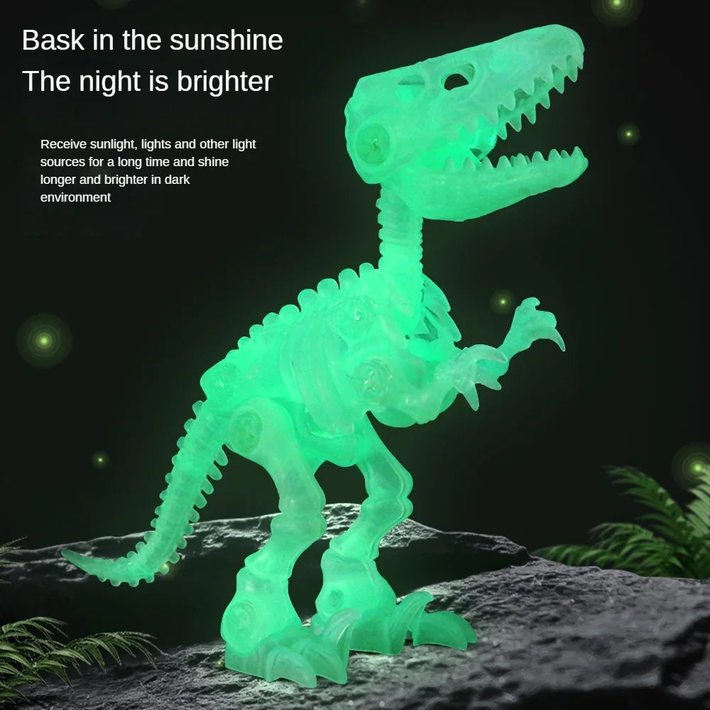 Simulation Luminous Dinosaur Fossil Skeleton Model Children's DIY Handmade Dinosaur Skeleton Assembly Set Kids Educational Toys