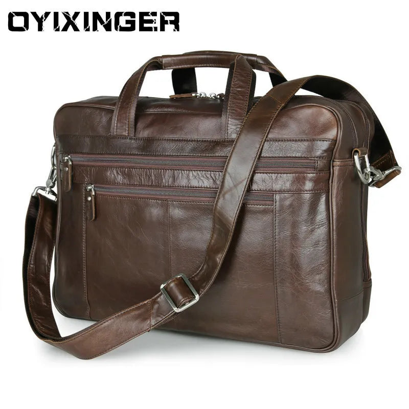 NAPPA Genuine Leather 17 Inch Handbag Laptop Bag Men's Business Briefcase Travel Work Computer Bags Luxury Upper Class Handbags