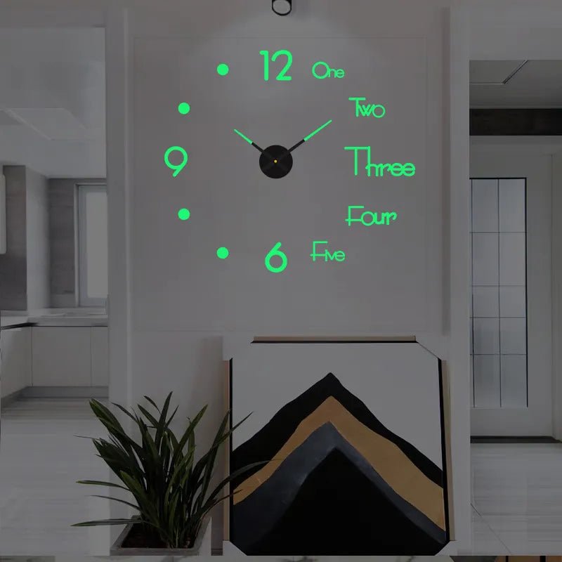 DIY Digital Clock Wall Watches Stickers Silent Clock For Home Living Room Table Acrylic 3D Wall Clock Luminous Wall Clocks