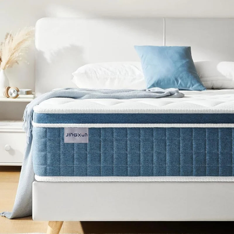 Queen Mattress,Jingxun 12 Inch Hybrid Mattress with Gel Memory Foam,Motion Isolation Individually Wrapped Pocket Coils Mattress