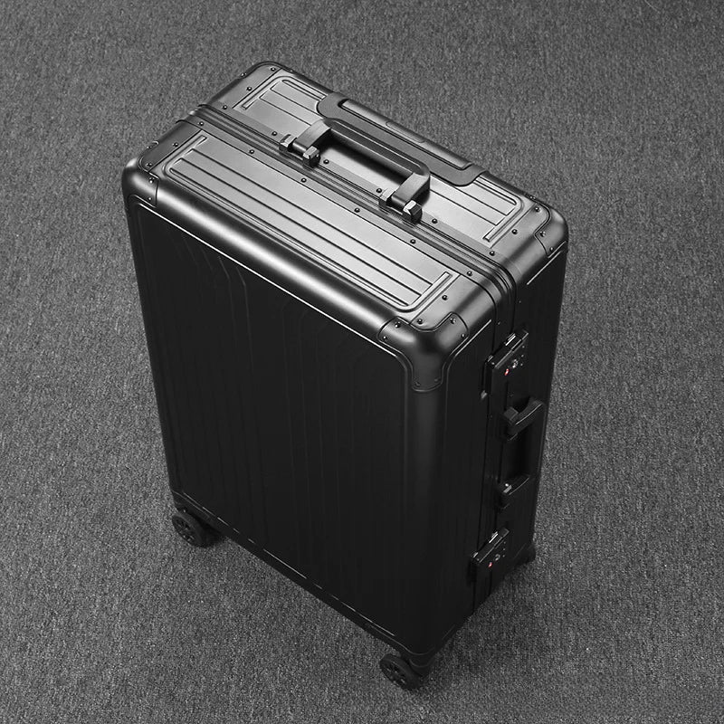 2023 All aluminum travel suitcase on wheels combination lock rolling luggage case Men's Business large size luggage Hand luggage