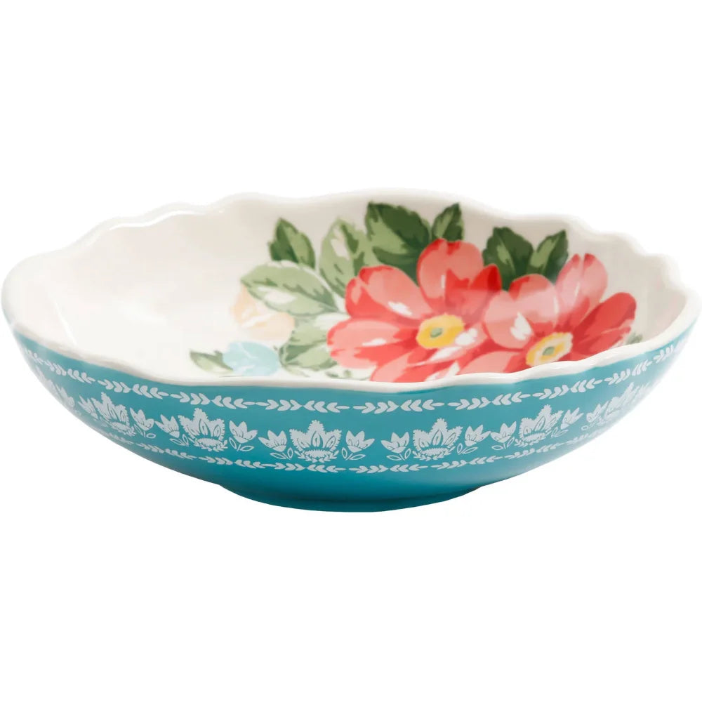 Vintage Floral 5-Piece Pasta Bowl Set Dining Tableware