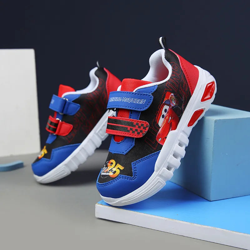 Disney Cartoon Lightning McQueen Cars Minnie Elsa Children Casual LED Light Shoes Spring Baby Boy Girl Sport Sneaker Flash Shoes