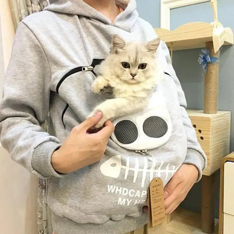 3XL Winter Hoodies Sweatshirt Women Animal Pouch Hood Pullover Blouse Tops Lady Carry Cat Breathable Sweatshirts Plus Size