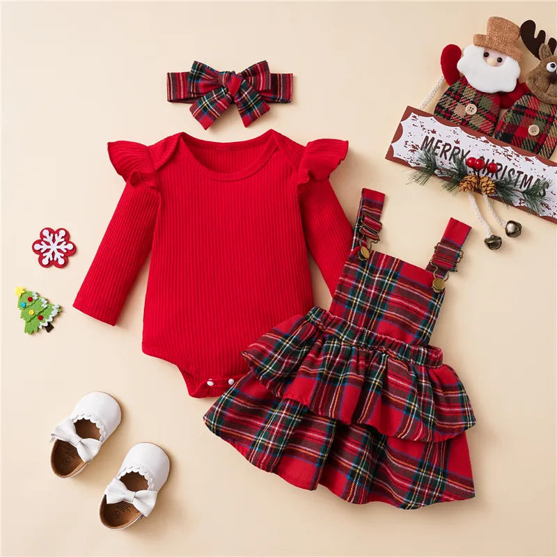 Newborn Christmas Clothes Baby Girls Clothing Set My First Christmas Baby Clothes Set Romper And Skirts New Born Baby Clothing