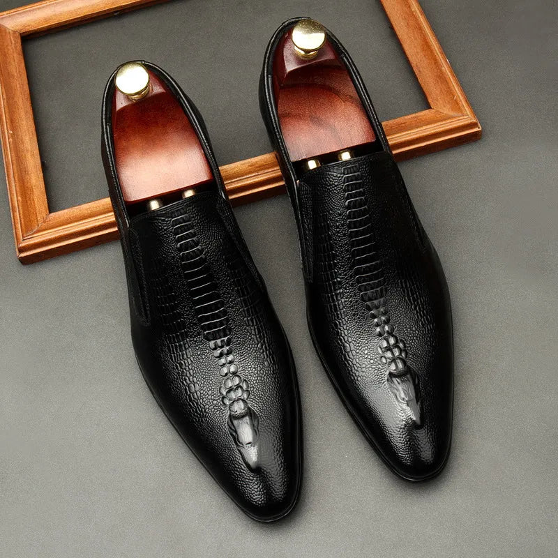 Handmade Mens Wedding Oxford Shoes Black Blue Genuine Leather Flat Dress Shoes Crocodile Pattern Summer Business Formal Loafers