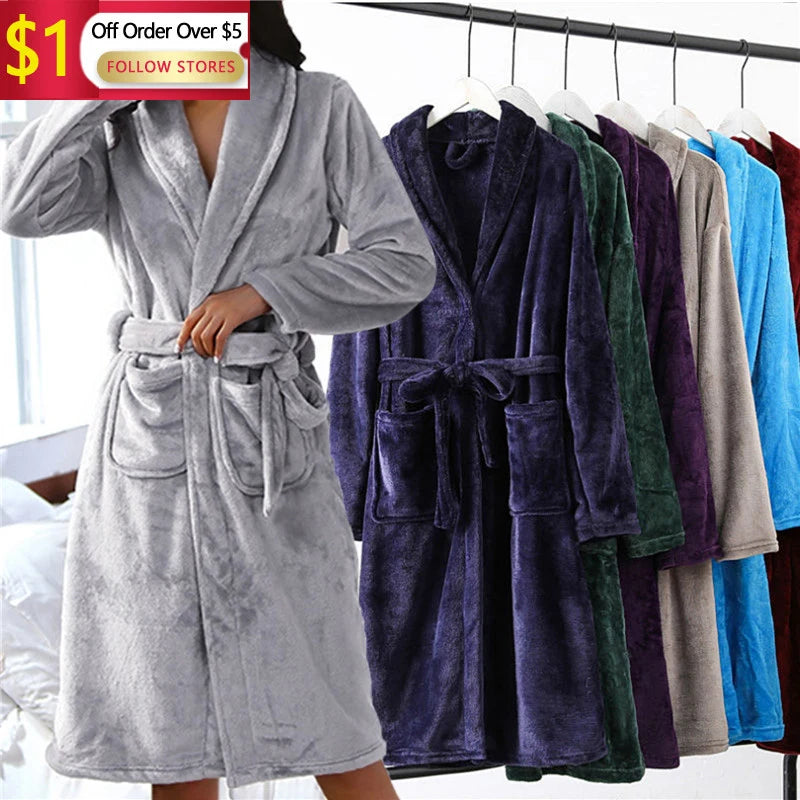 Women Pajamas Home Clothes Pajamas Bathrobes Couple Bathrobes Unisex Extended Bathrobes Modern Home Men Pajamas