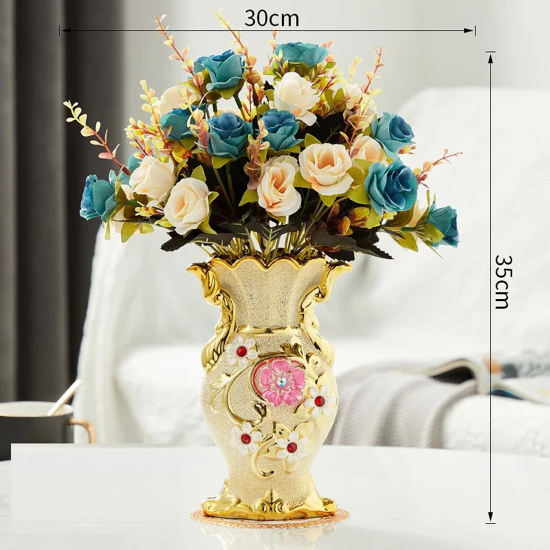 Gilt Frosted Porcelain Vase Vintage Advanced Ceramic Flower Vase For Room Study Hallway Home Wedding Decor