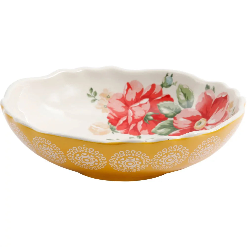 Vintage Floral 5-Piece Pasta Bowl Set Dining Tableware