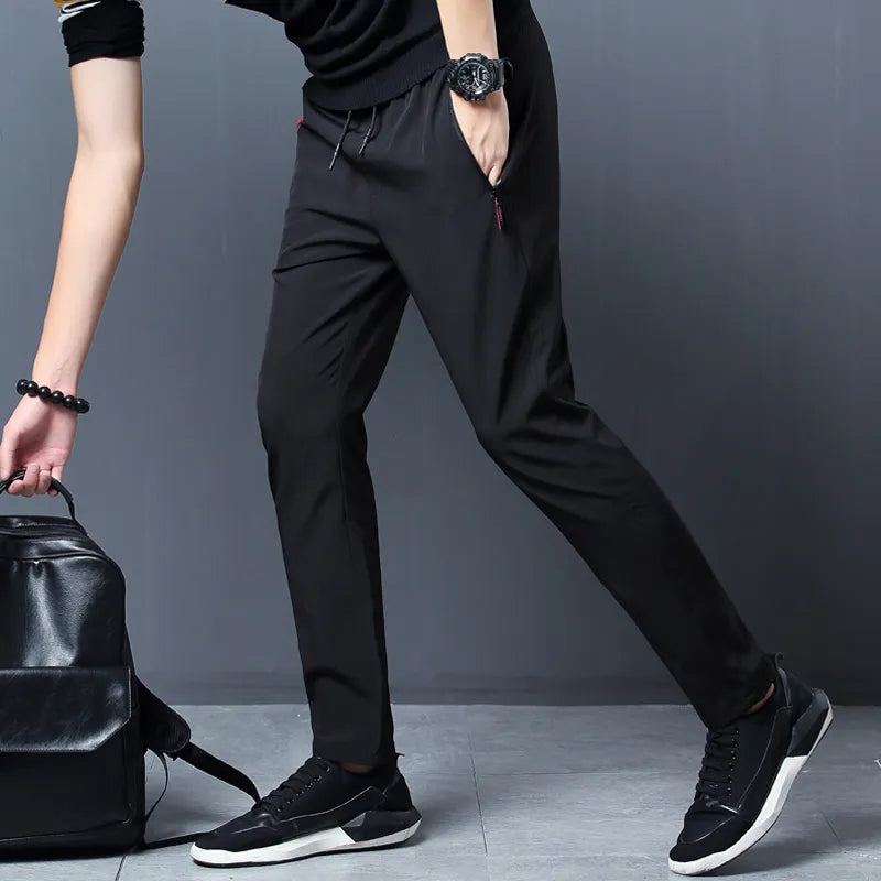 Men's Casual Pants Business Stretch Slim Fit Elastic Waist Jogger Korean Classic Blue Black Gray Male Brand Trousers