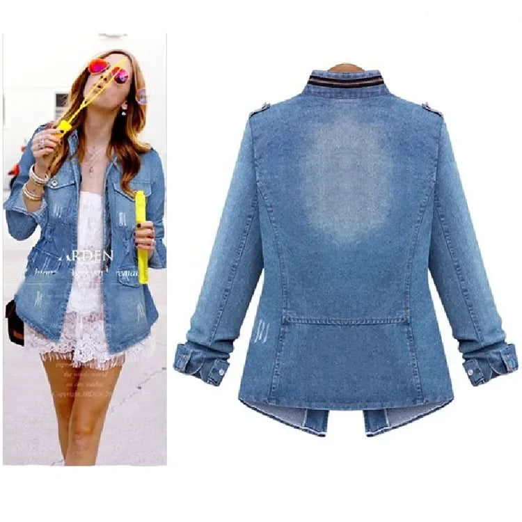 Christmas Europe and The United States Ladies Denim Jacket Skinny Denim Jacket Women  Winter Clothes Female