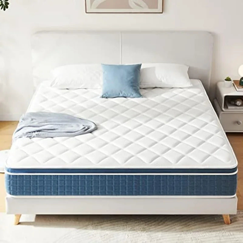 Queen Mattress,Jingxun 12 Inch Hybrid Mattress with Gel Memory Foam,Motion Isolation Individually Wrapped Pocket Coils Mattress