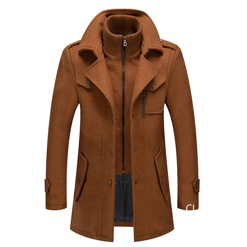 Men Cashmere Trench Coats Winter Jackets Overcoats Wool Blends High Quality New Winter Coats Male Business Casual Trench Coats 4