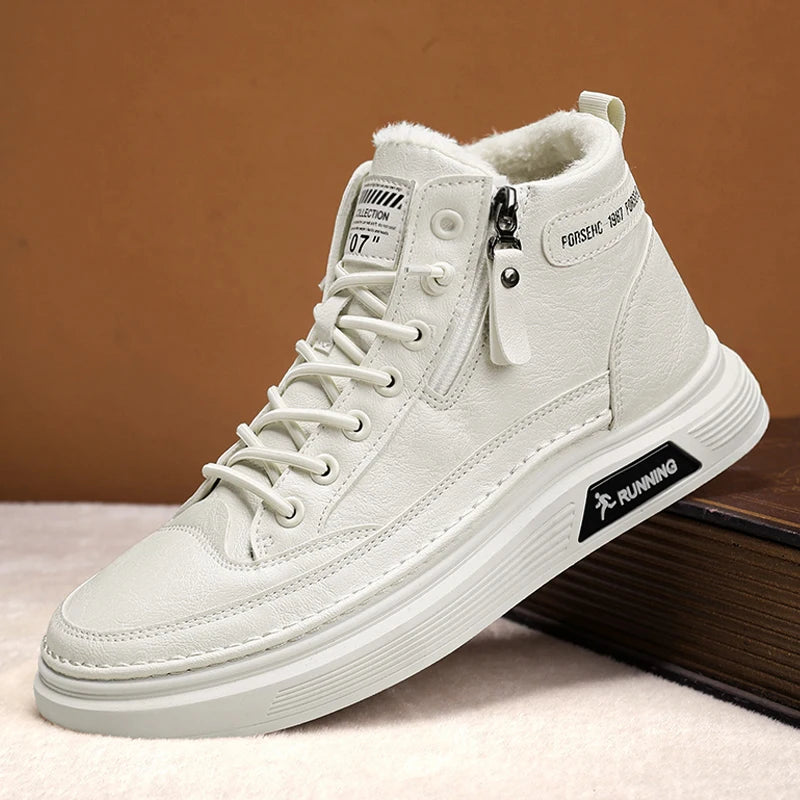 MZ905 Fleece High Top Board Shoes Small White Shoes Casual Shoes Warm Student Shoes Sports Trendy Shoes