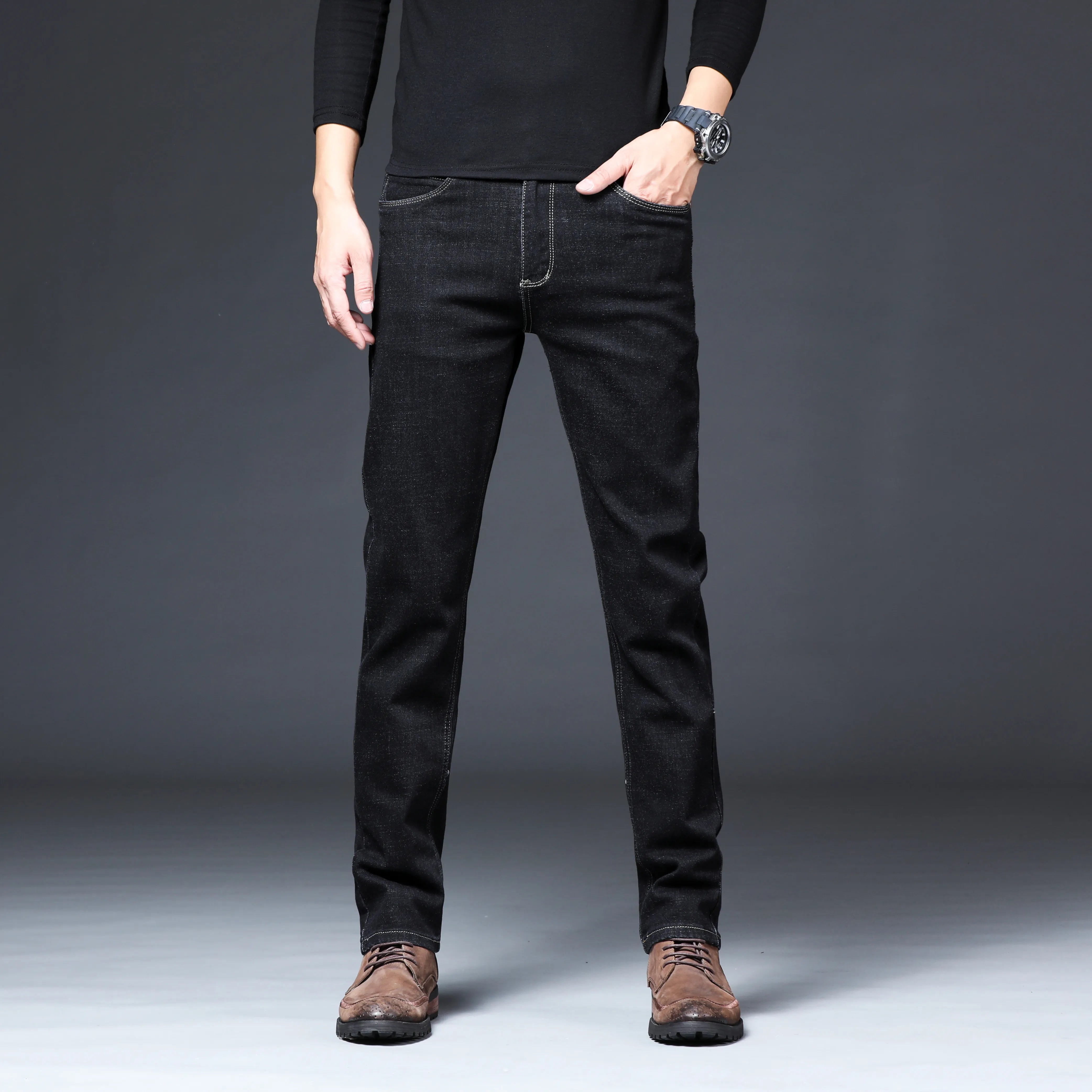 28-40 Men's Summer Thin Pants, Straight Blue Jeans, Slim Casual Work Pants Without Elasticity