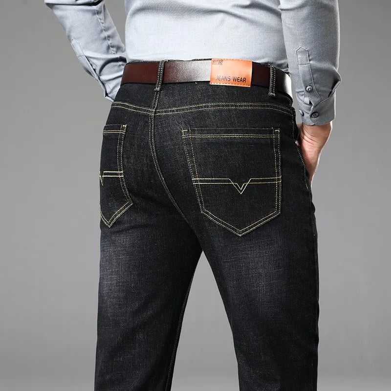 28-40 Men's Summer Thin Pants, Straight Blue Jeans, Slim Casual Work Pants Without Elasticity