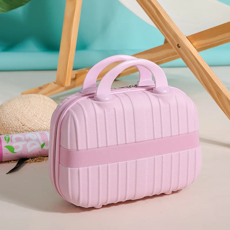 14 Inch Travel Hand Suitcase Women Portable Cosmetic Case High Quality Gift Box Zipper Storage Bag Small Child Student Luggage