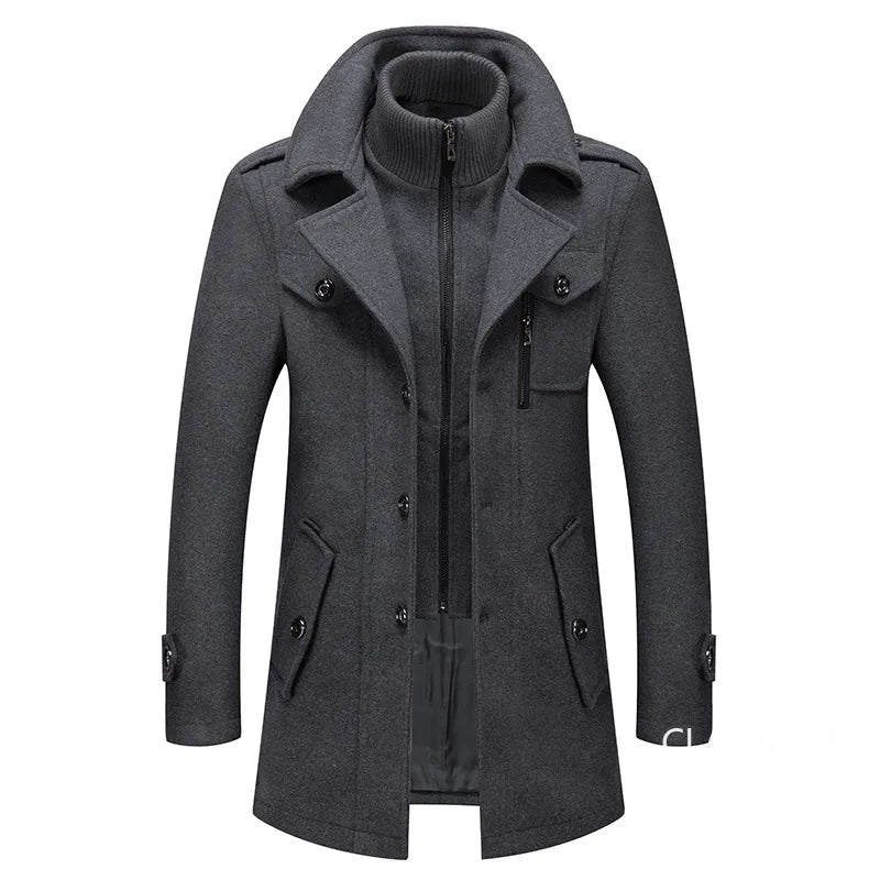 Men Cashmere Trench Coats Winter Jackets Overcoats Wool Blends High Quality New Winter Coats Male Business Casual Trench Coats 4