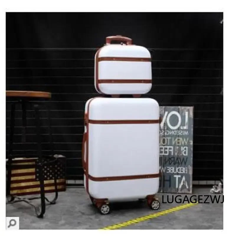 20/24 Inch ABS Women's Roller Trolley Case Set Girls' Makeup Handbag Large Capacity Long Distance Travel Luggage