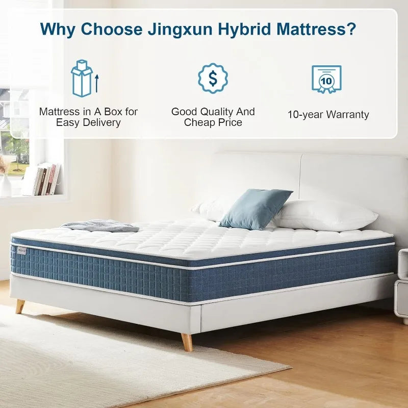 12 Inch Hybrid Mattress with Gel Memory Foam,Motion Isolation Individually Wrapped Pocket Coils Mattress,Pressure Relief