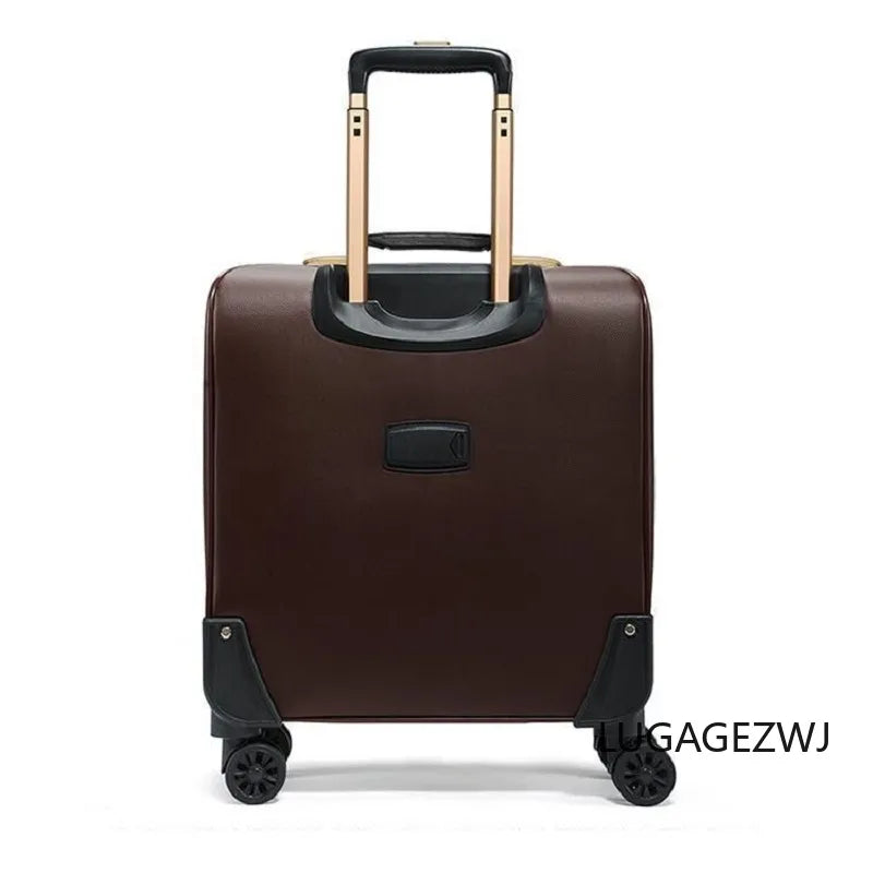 Brand Genuine Leather Roller Trolley Case Set Men Business Travel Luggage With Computer Bag Large Capacity Cabin Retro Suitcase