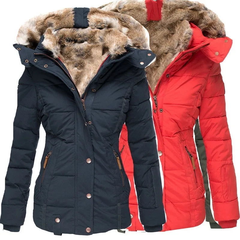 Winter Hooded Jacket Women Warm Thickening Fur Coats Overcoat Winter Womens Parka Casual Outwear Military Hooded Coat