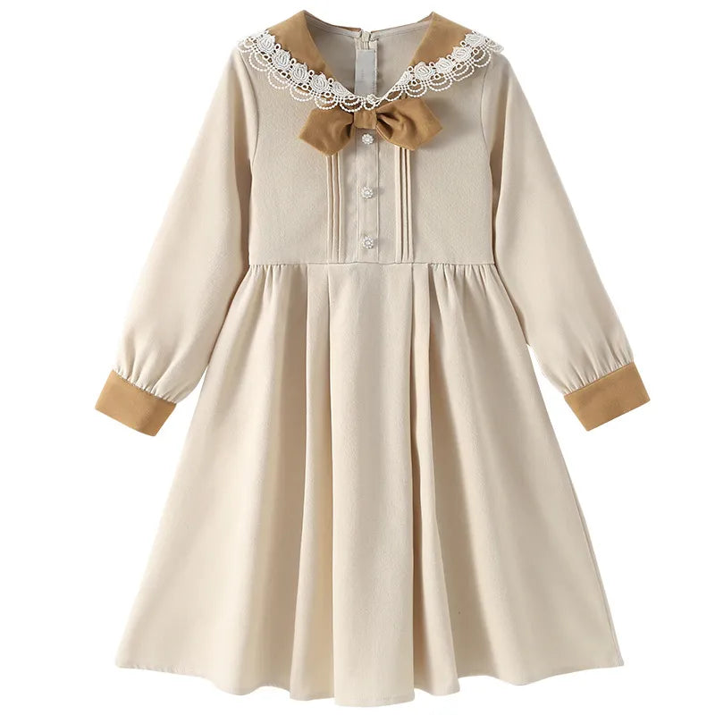 2023 Korea Autumn Spring Kid Dress Junior Girl Long Sleeve Dresses Elementary Girl One-piece Dress Children Toddler Girl Dresses