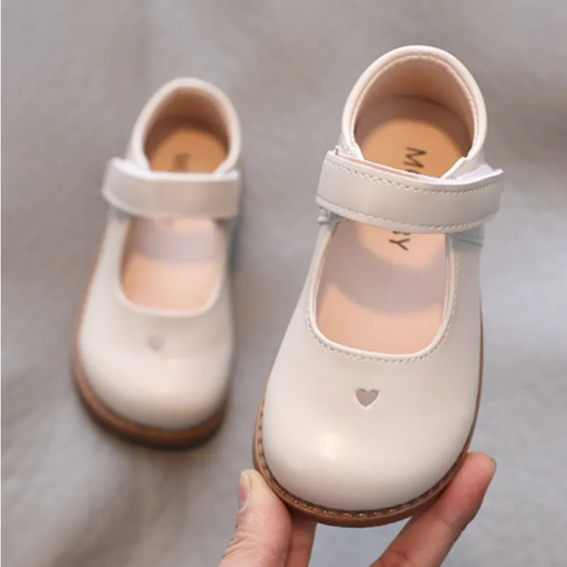 2023 Children Leather Shoes Fashion Solid Color Spring Flat Girls Sneakers Kids Shoes for Girl Baby Single Shoes Black 1-6 Years