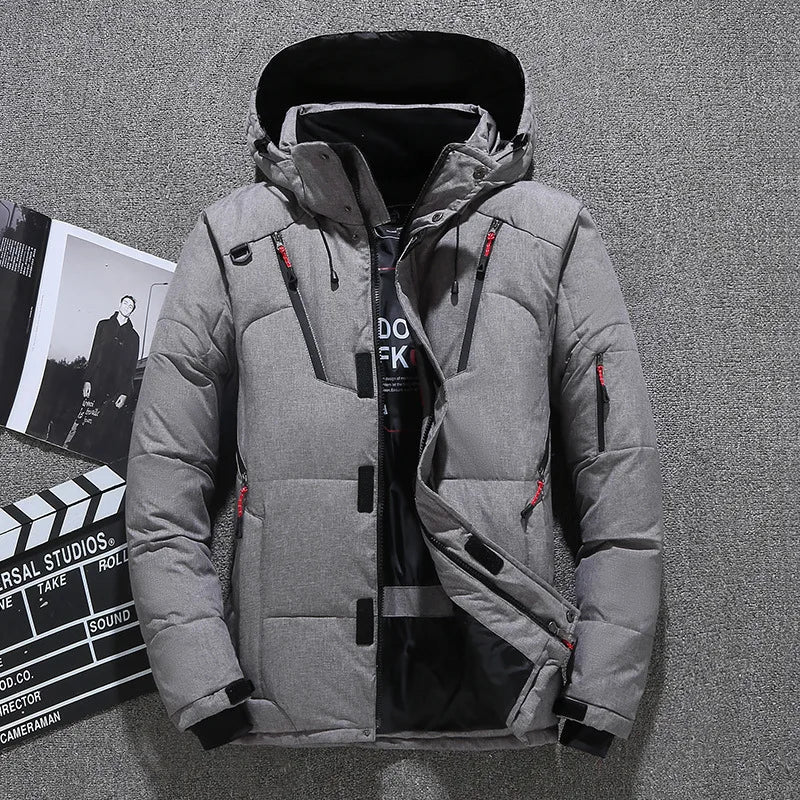 Men Duck Down Jacket Winter Warm Hooded Thick Puffer Jacket Coat Casual High Quality Overcoat Outdoor Streetwear Male Parka