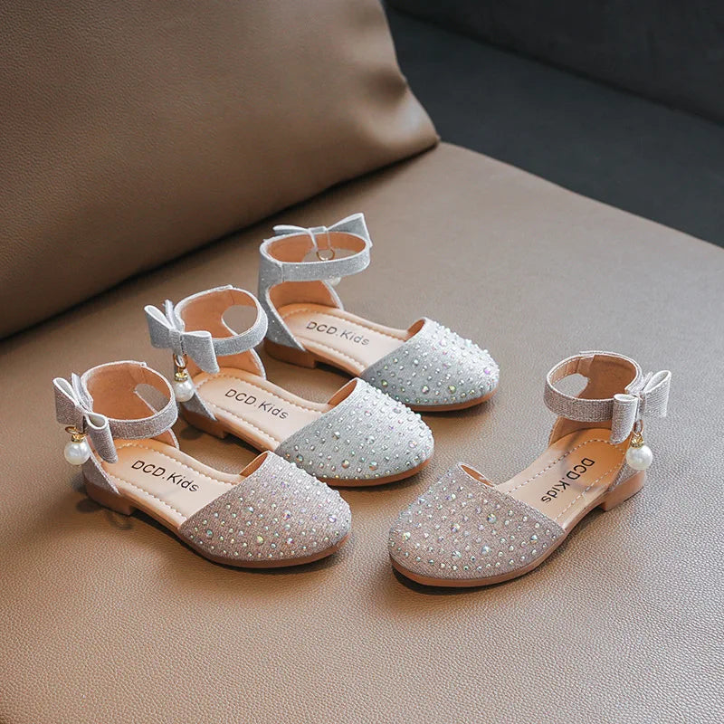 Girls Princess Sandals Baby Shoes 2023 Brand New Kids Shoes for Wedding Party Bling Summer Flat Sandals Fashion Breathable 2023