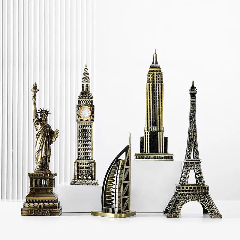 BJ02 Metal World Famous Building Architecture Model Statue Landmark Tourist Souvenir Home Office Decoration Desk Decoration